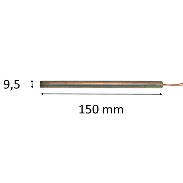 Bougie d'allumage pour poêle à granulés: 9,5 mm x 150 mm 300 Watt 